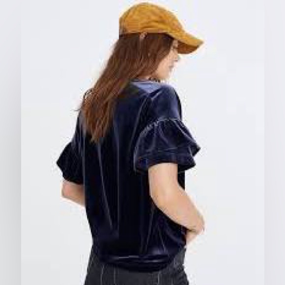 Madewell Velvet Ruffle Sleeve Top - Picture 3 of 13